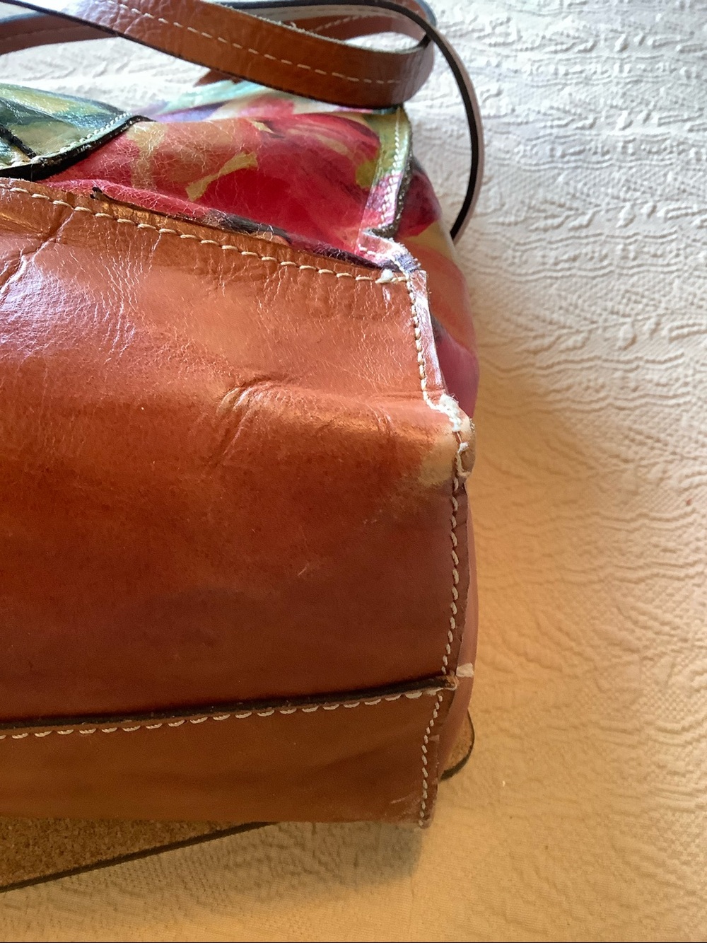 Patricia Nash Floral Leather Tote Shoulder Bag - Picture 8 of 16